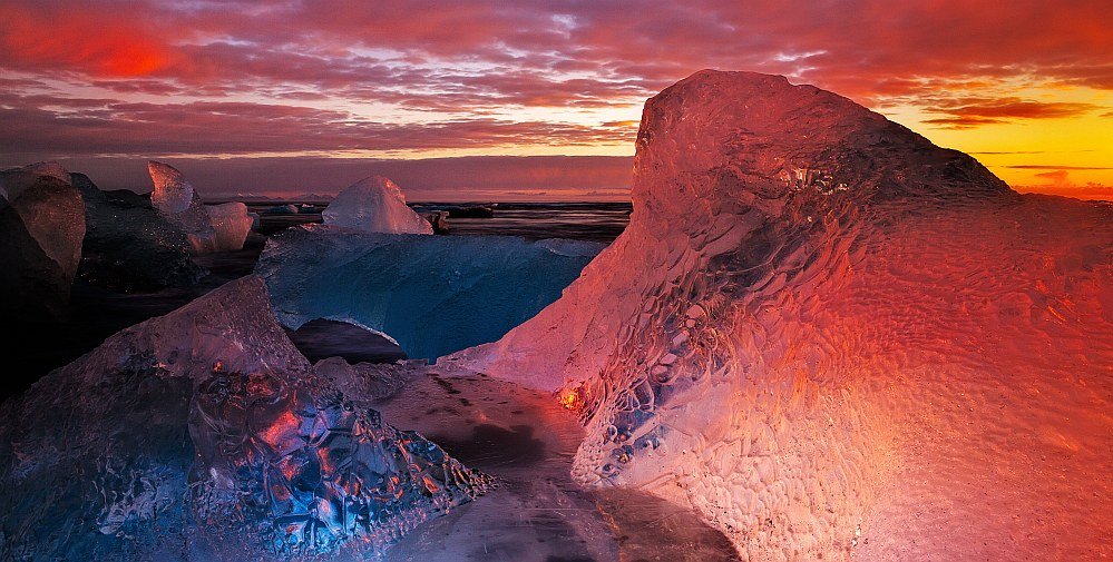 Glacier ice beach