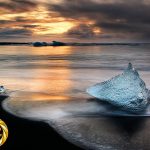 Blue glacier ice beach