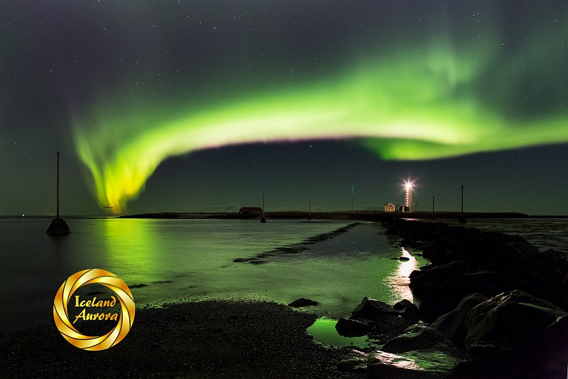 Grotta lighthouse northern lights