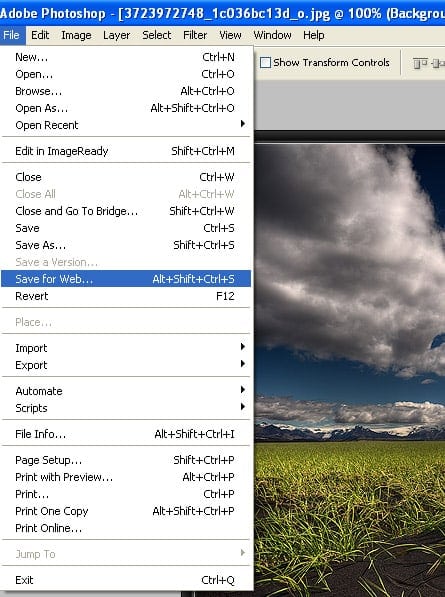 Photoshop Save for web