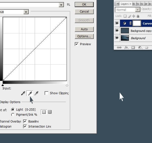 Click anywhere on the top layer to correct the colour of the bottom layer.