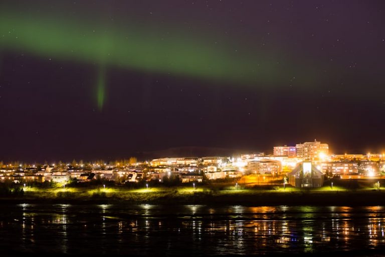 Reykjavik suburbs Northern Lights