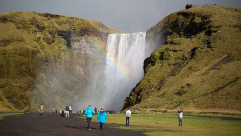 People at Skogafoss