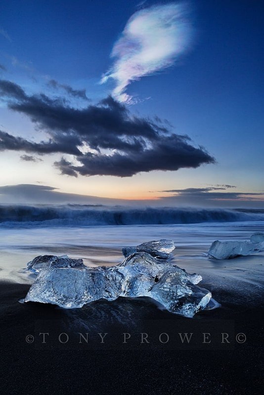 Nacreous Dawn – Glacier Beach Iceland