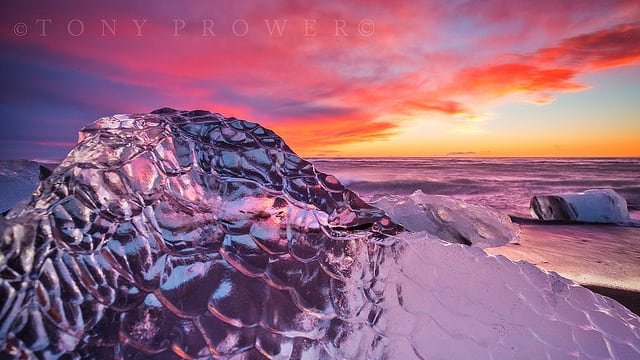 Glacier ice beach