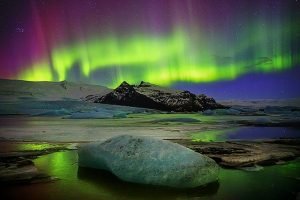 northern lights and foreground