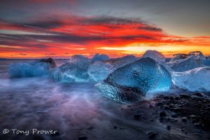 Dawn on the ice beach