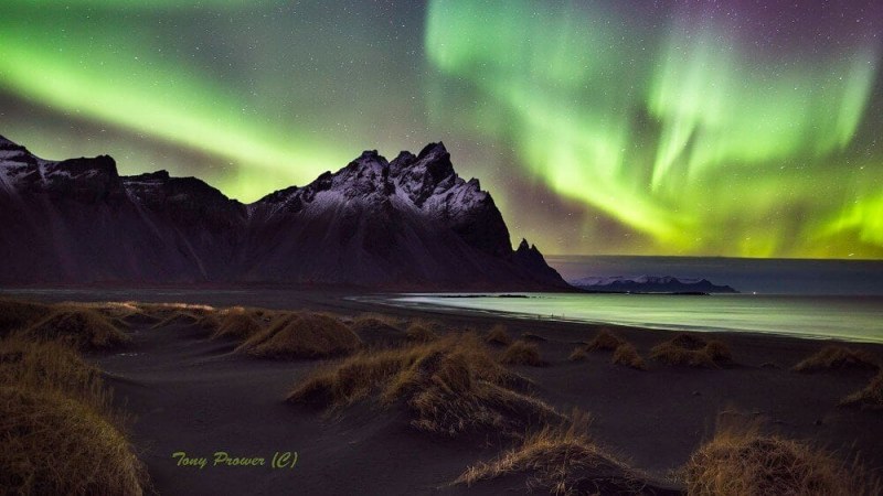 Northern Lights At Vestrahorn Mountain