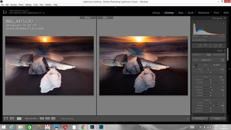 Llightroom Develop Before and after compare