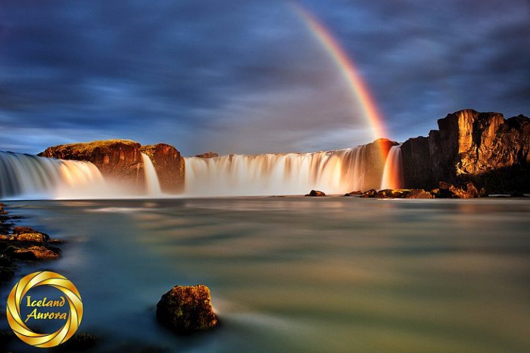 Godafoss waterfall rainbow