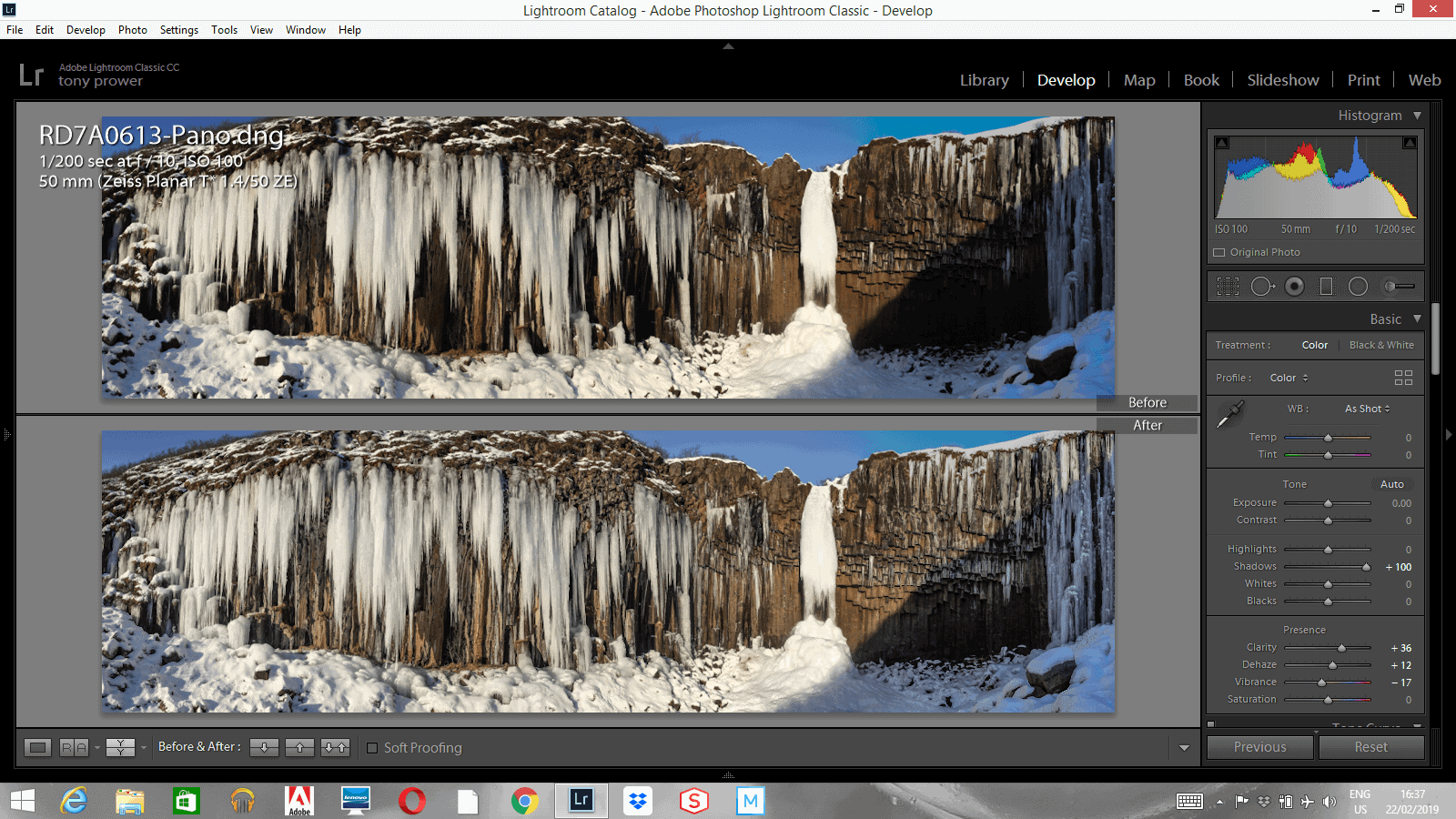 Lightroom shadow adjustments.