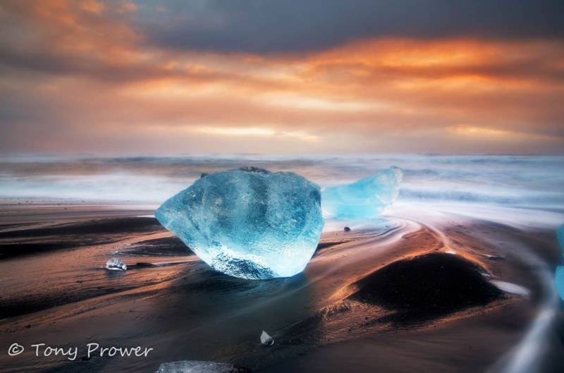 Glacier ice beach