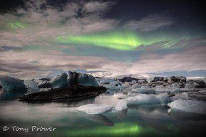 Full moon ice and aurora