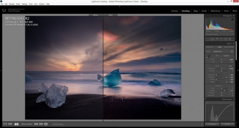 before and after adobe lightroom