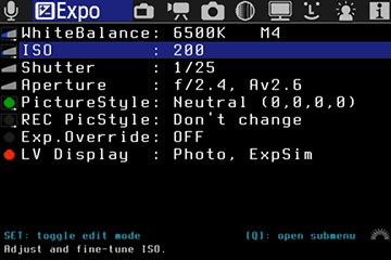 Magic Lantern Exposure Parameters