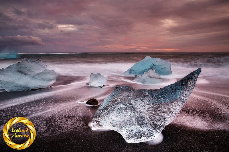 Glacier ice on the Diamond Beach, Iceland.