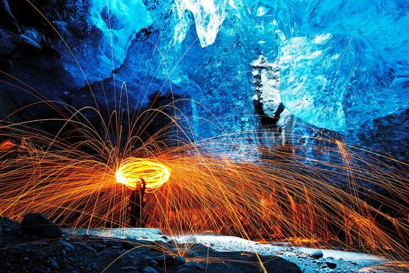 Wire wool in he ice cave