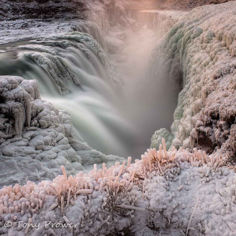 Frozen Gulfoss waterfall