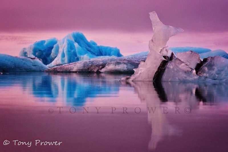 Pink sky at Jokulsarlon