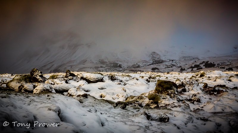 Eldhraun lava field winter snow