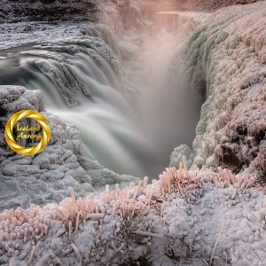 Gulllfoss winter waterfall