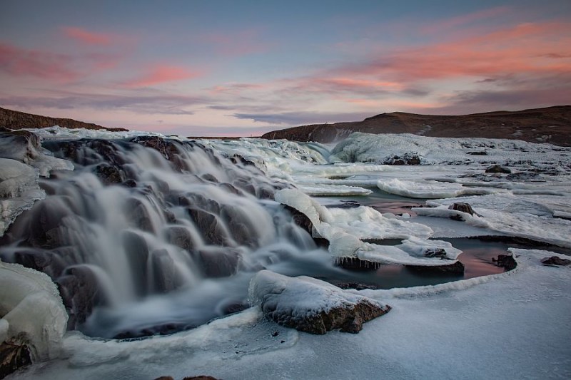 Urriðafoss Waterfall, Icelanddic winter