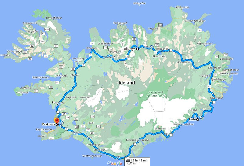 Around Iceland Ring Road Map